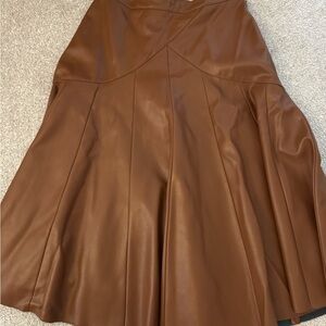 Anthropologie A-Line Brown Leather Skirt